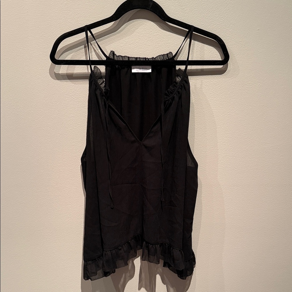 Little Moon Black Ruffle Camisole